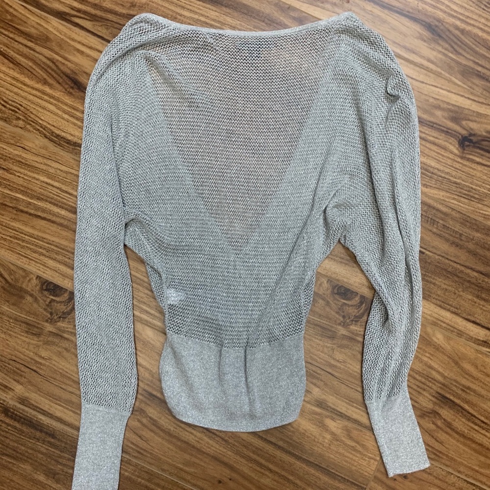 Express silver mesh long sleeve top, size small - Picture 2 of 3